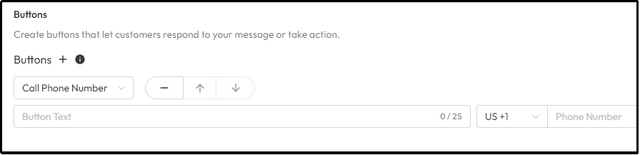 Phone Number Button Structure of Message Template