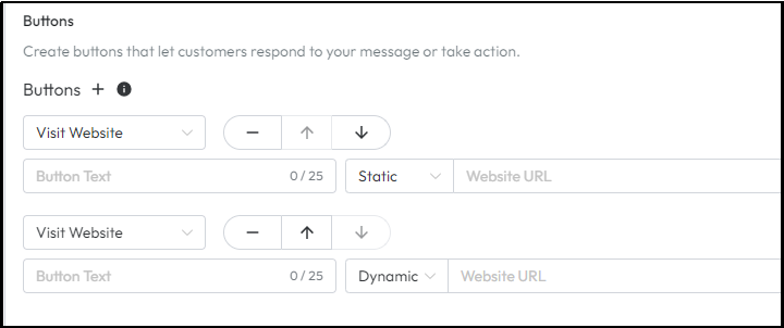 Visit Website Button Structure of Message Template